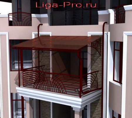 Проект козырька на балкон с ковкой для роскошного особняка